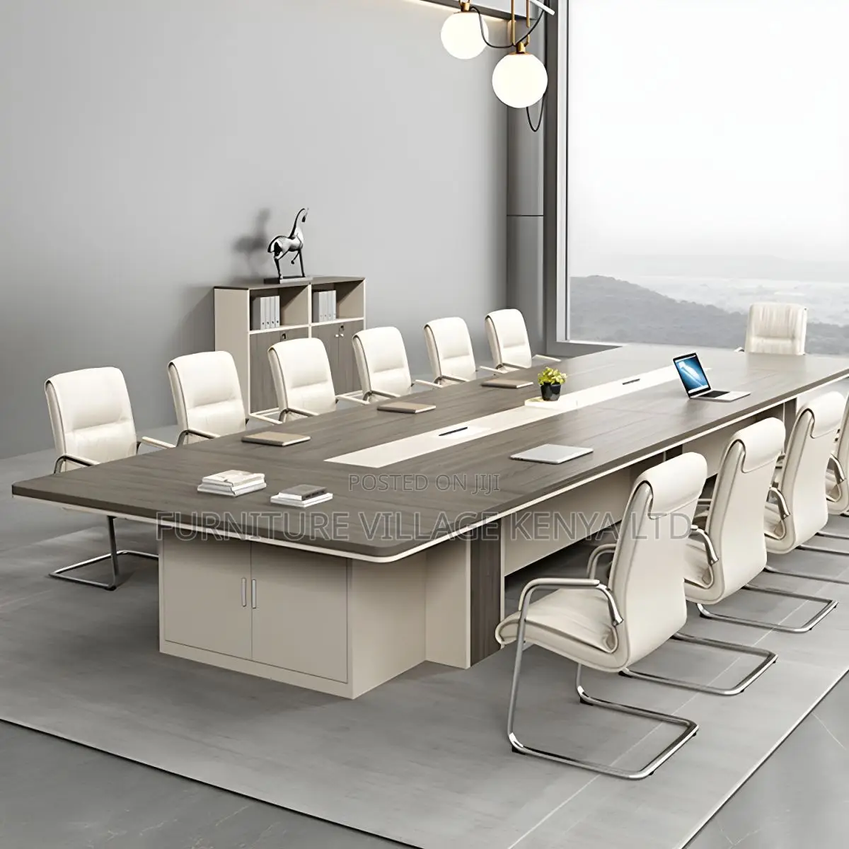 Boardroom Tables:3-Meters Brown Wood Finish Meeting Table