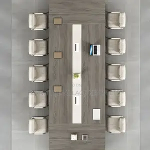 Boardroom Tables:3-Meters Brown Wood Finish Meeting Table