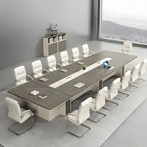 Boardroom Tables:3-Meters Brown Wood Finish Meeting Table