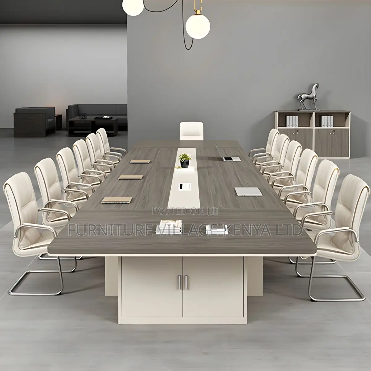 Boardroom Tables:3-Meters Brown Wood Finish Meeting Table