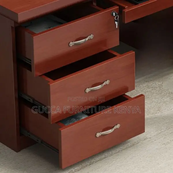 Office Table:140cm Executive Work Desk With Built-in Storage