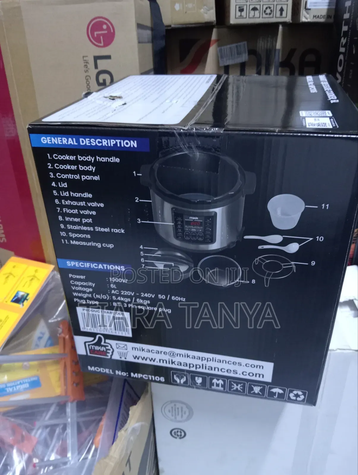 Mika Electric Pressure Cooker, 6l, Stainless Steel Black