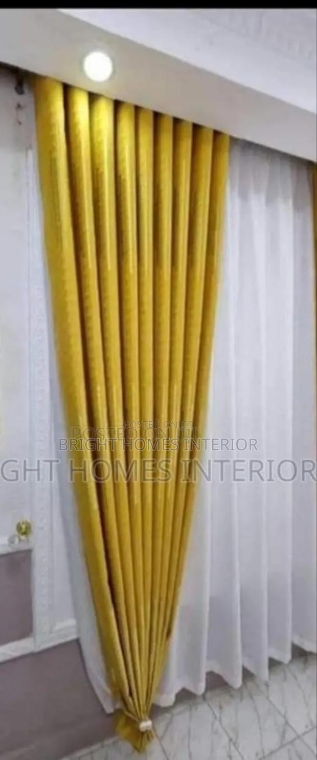 Mastered Yellow With Stripes Quality Curtain Available