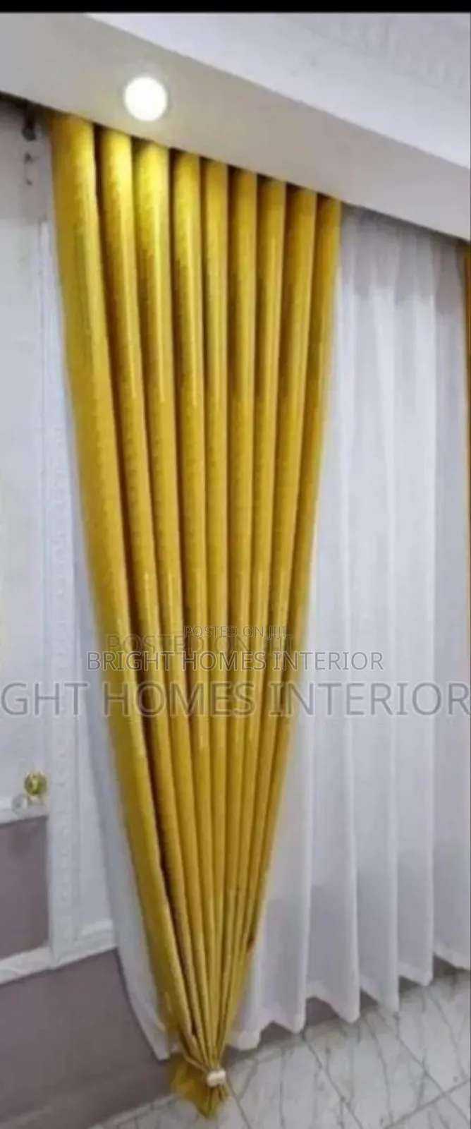 Mastered Yellow With Stripes Quality Curtain Available