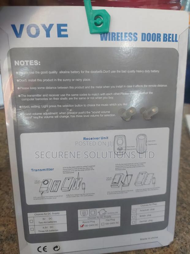 Voye Wireless Doorbell, Model V009b. - thumbnail 3
