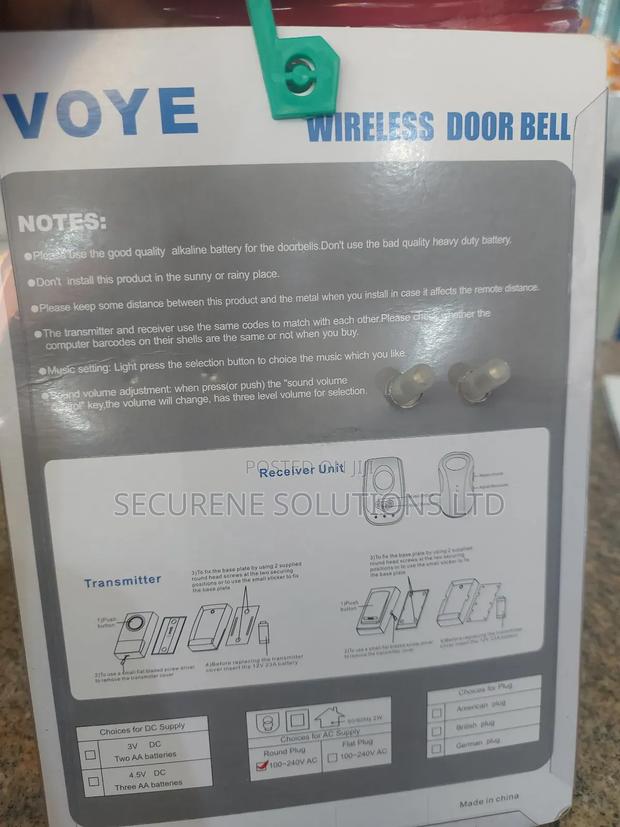 Voye Wireless Doorbell, Model V009b. - thumbnail 4