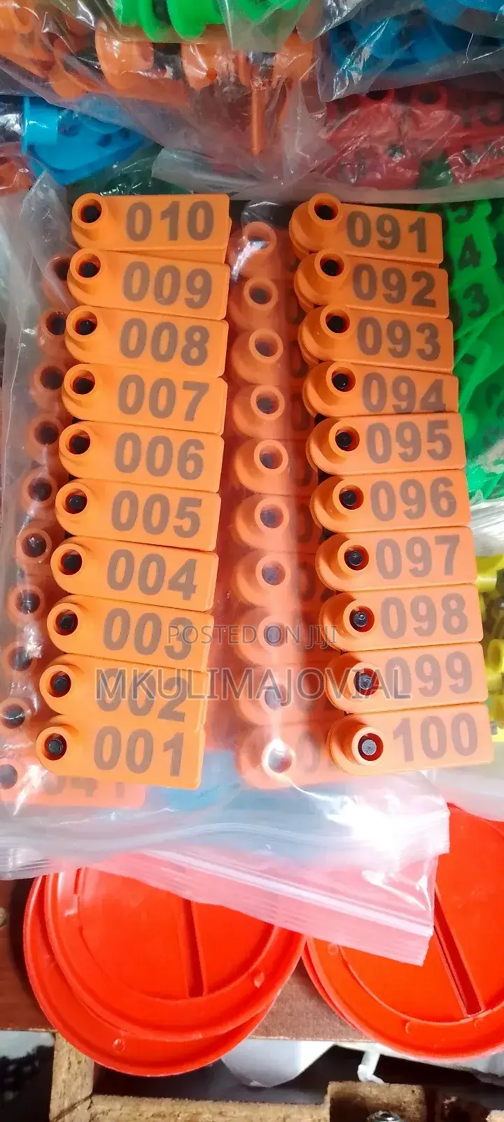 Orange Coloured Slim Ear Tags for Sheep