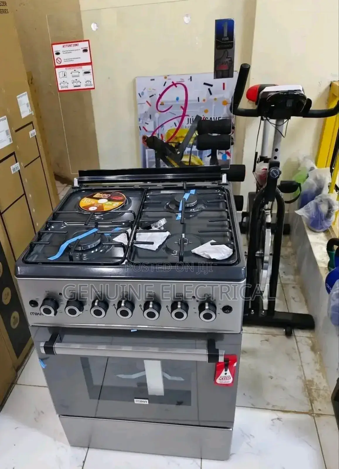 Mika 3 Gas + 1 Electric Mst58u31e3blem Cooker, Black 58cm