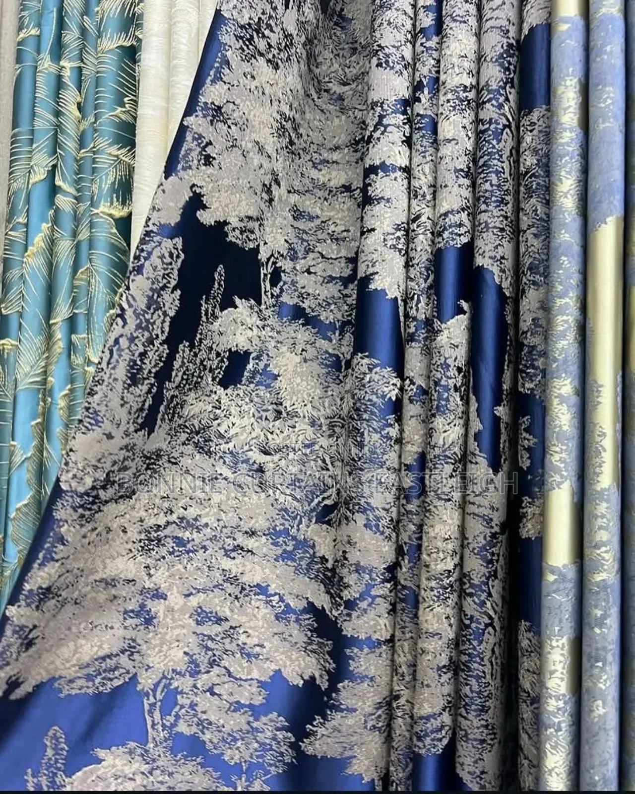 Blue Glod Curtains for Living Room