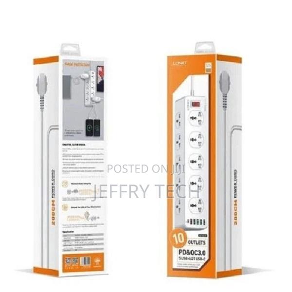 Ldnio Power Extension With 10-Outlet Surge Protector Power S - thumbnail 2