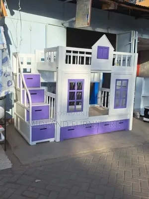 Purple and White Bunk Bed / House Double Decker Bed