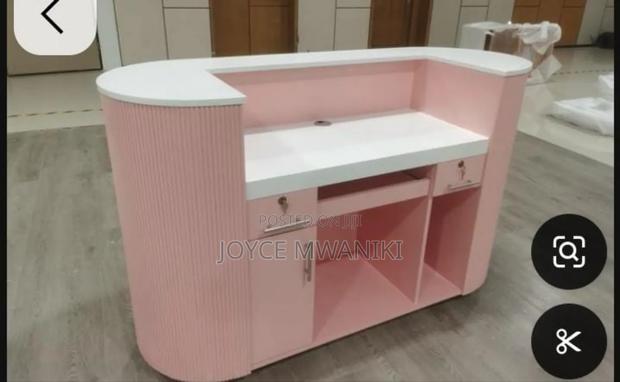 Reception Desk, Baby Pink Colour