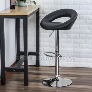 Home Chairs: Silver Round Leather Modern Office Bar Stool