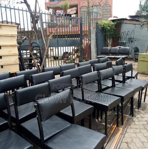 Black Leather Office Armless Chairs