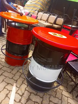 Metallic Drum Round Tables