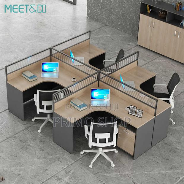 Office Workstation; 4 Way Curved Private Office Workstation - main view