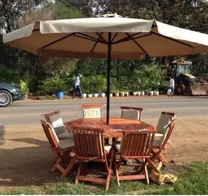 Garden Wooden  And Umbrella Table Set