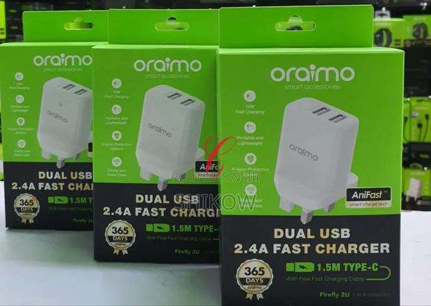 Oraimo Firefly 2u U67d+C53 Dual Usb 2.4a *Typecfastcharger*