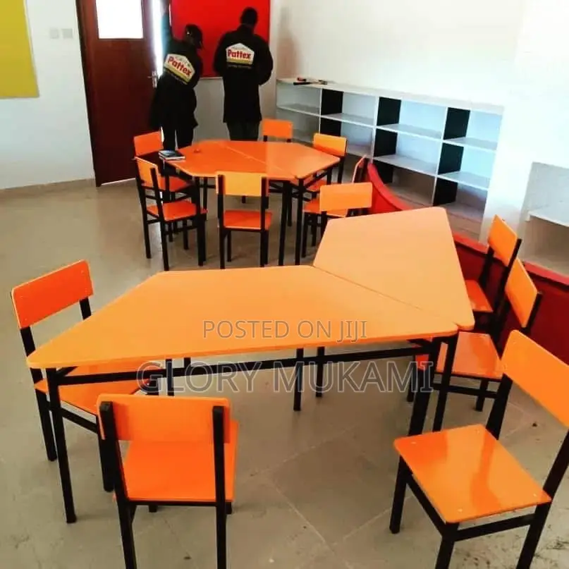 Orange Kindergarten Chairs And Table