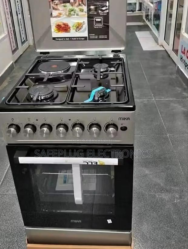 Mika Standing Cooker, 50*60, 3 Gas Burners + 1e, Silver Body - main view