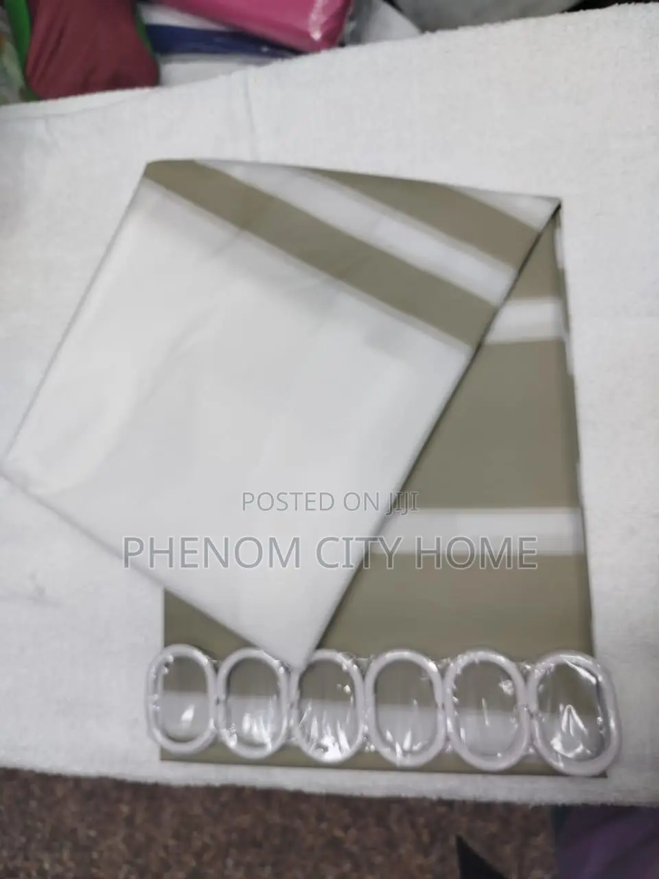 Bage/White Shower Curtains