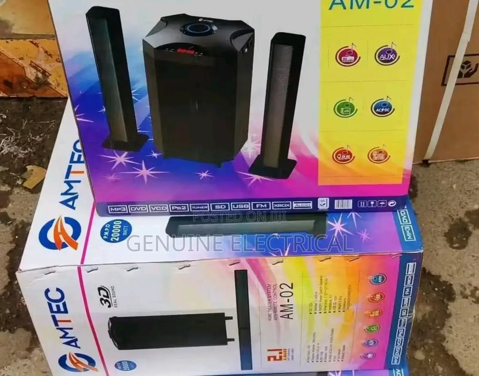 2.1ch Amtec Model: Am-02 Sub Woofer 20000watt With Bluetooth