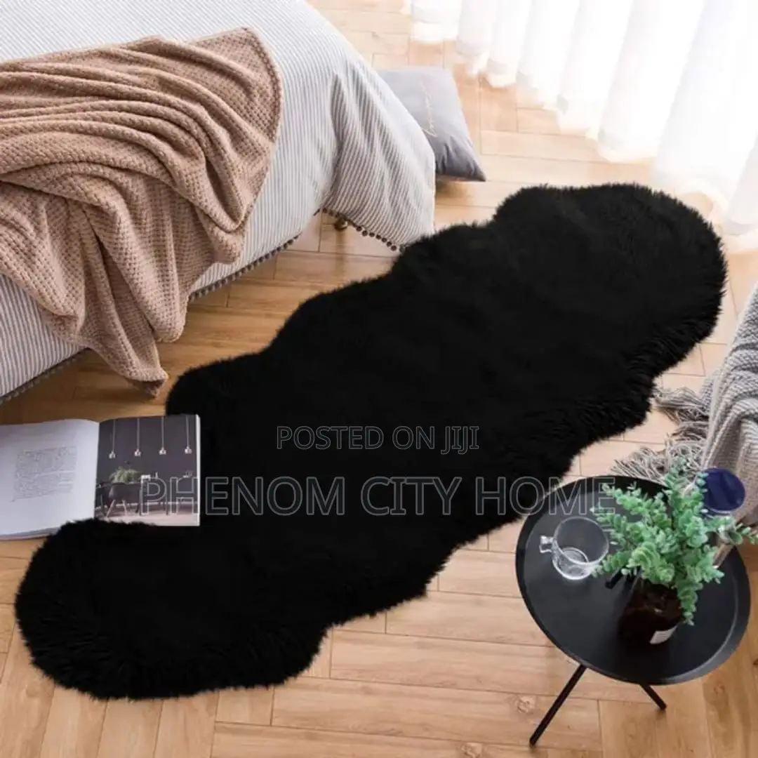 Black Rabbit Fur Faux Mats