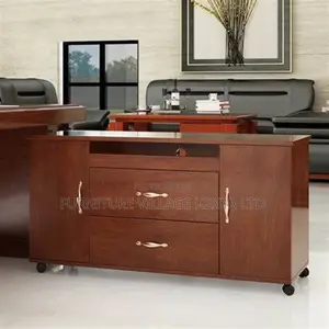 Office Tables:180cm Leadership Desk Set With Side Storage