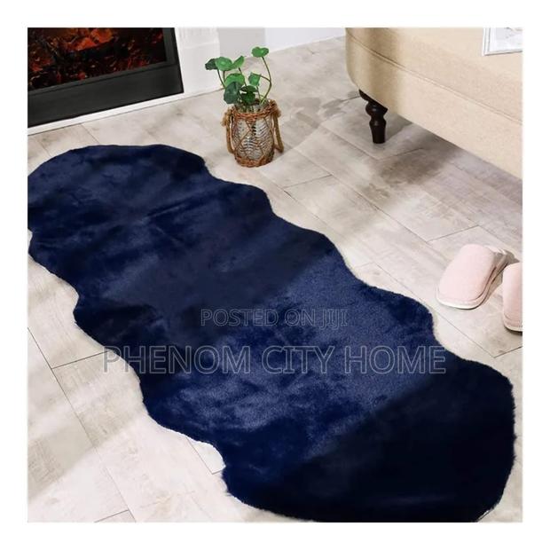 Navy Blue Rabbit Fur Faux Mats
