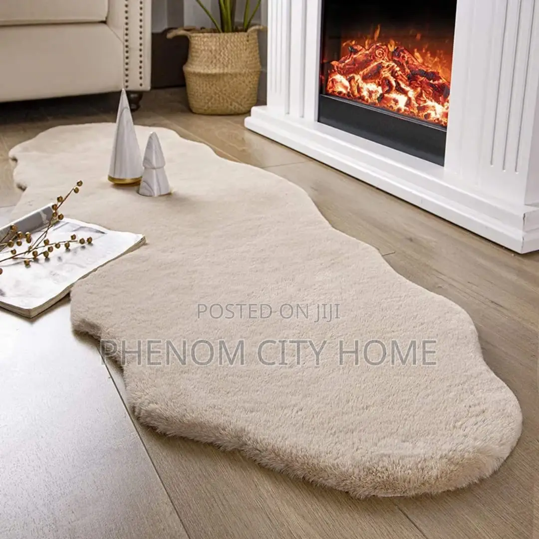 Beige Rabbit Fur Faux Mats