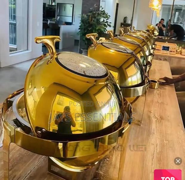 6 Litres Round Gold Chaffing Dish - main view