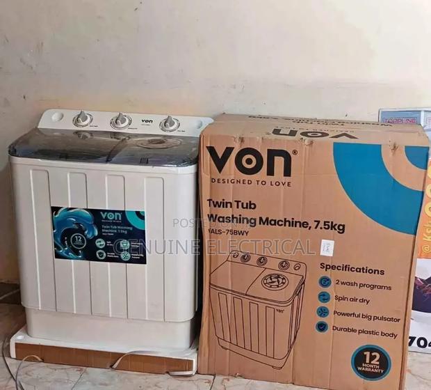 Von 7.5kg Topload Washing Machine. Semi-Automatic - main view