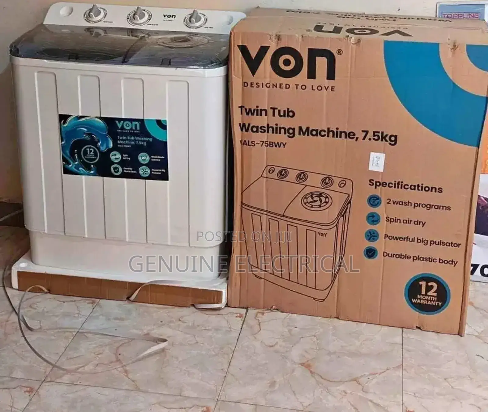 Von Vals-75bwy 7.5kg Washing Machine