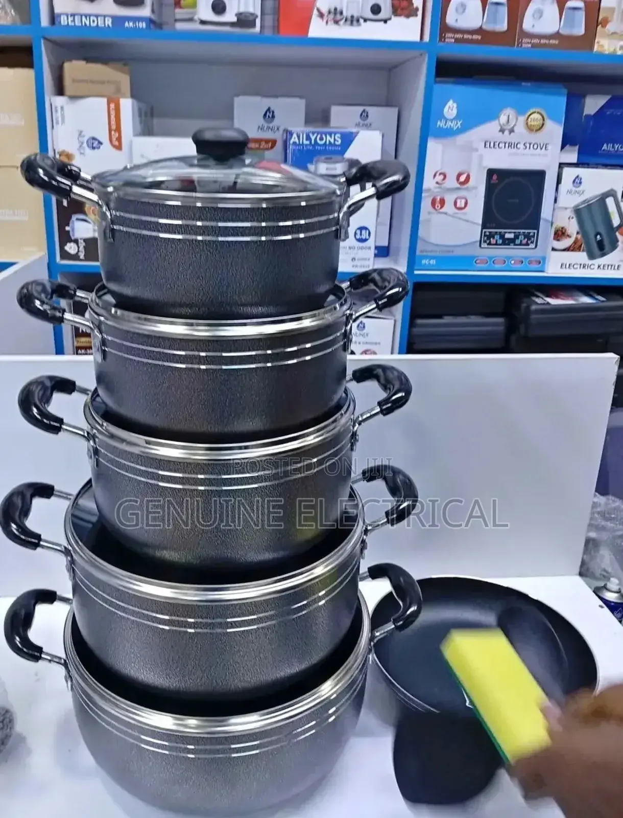 Tc 14 Pieces Non-Stick Black Coated Cooking Pot/Sufuria Set