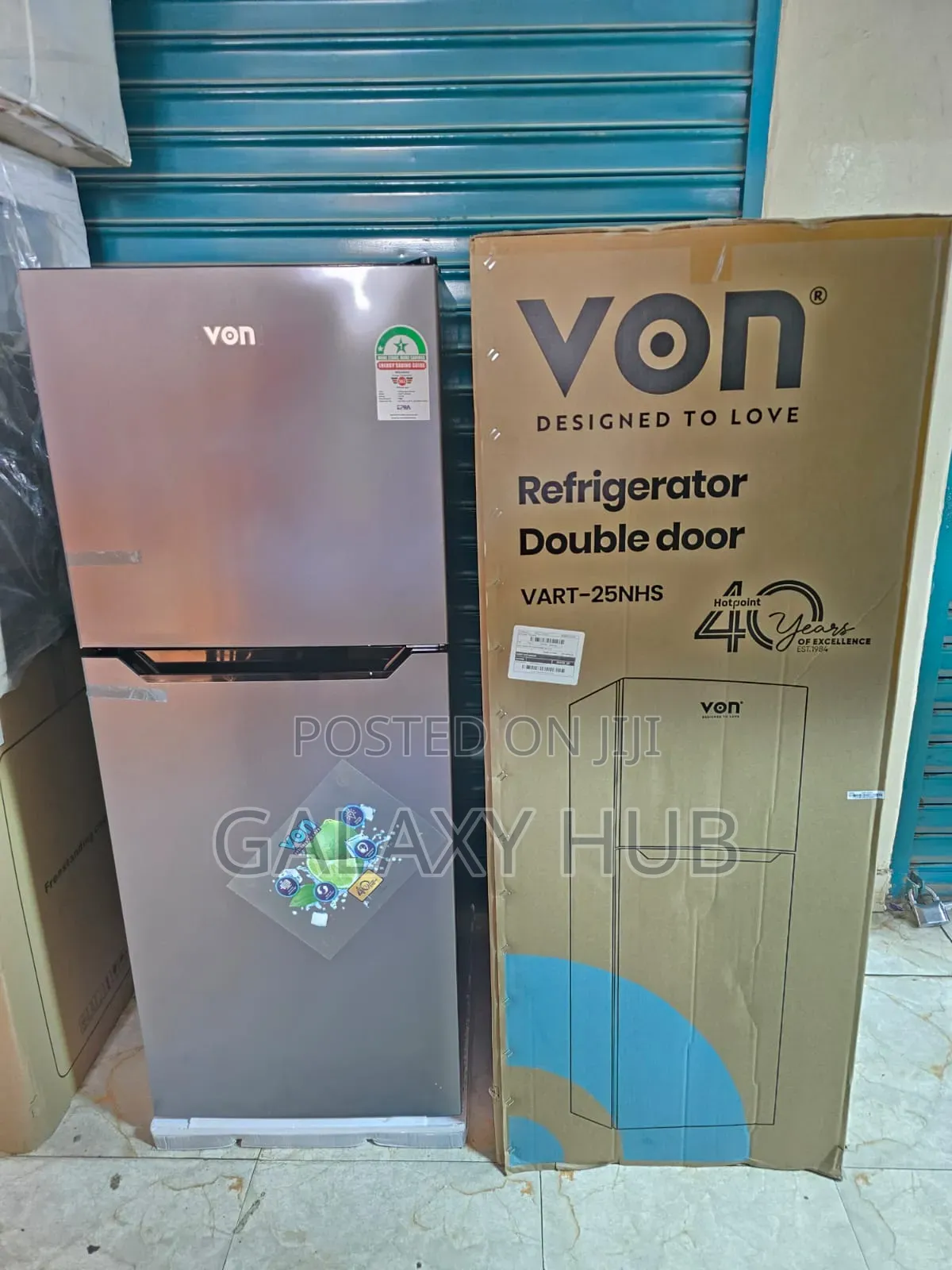 Von Vart-25nhs Double Door Fridge 220litrs No Frost