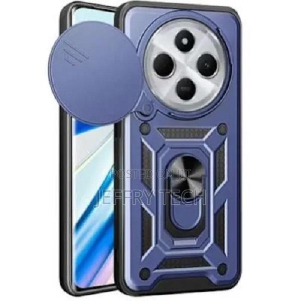 Rugged Armor Case With Slide Camera Cover for Redmi 14c-Blue - main view