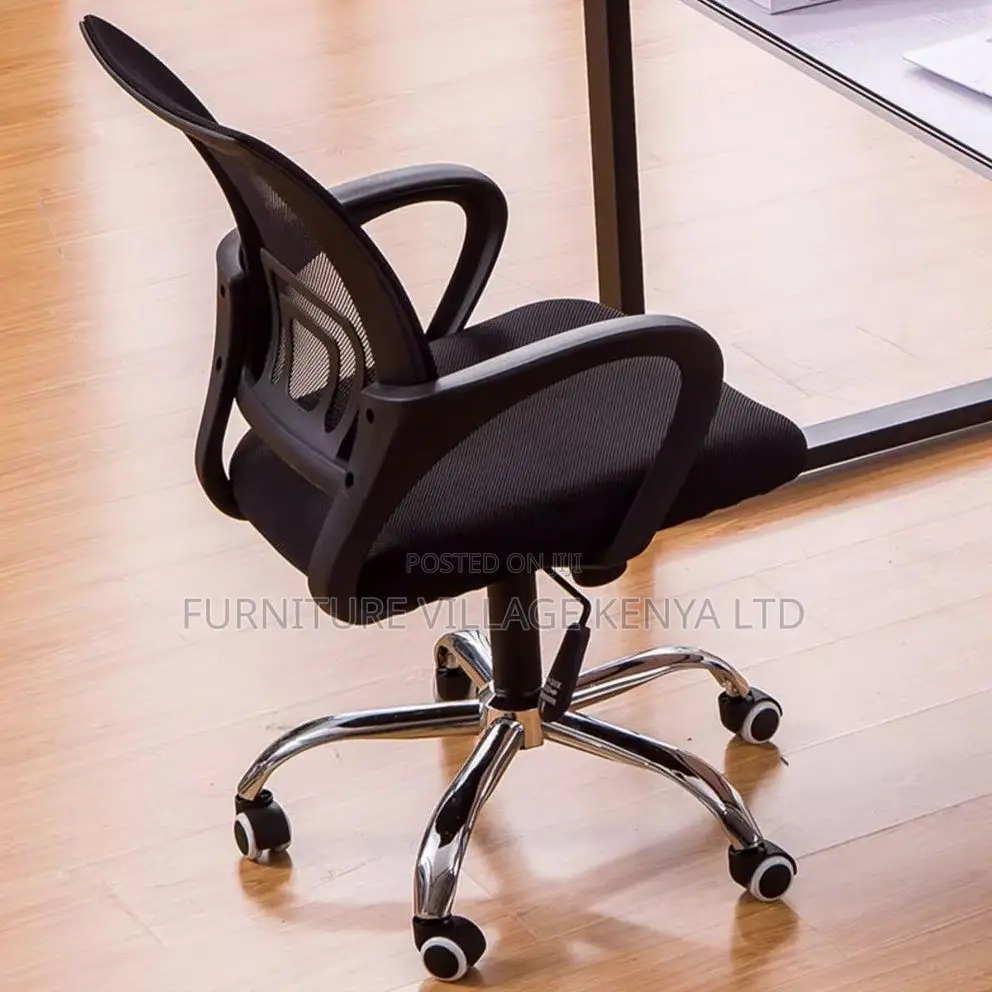 Office Chair:Contoured Midback Office Chair With Swivel Base