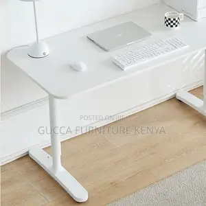 Office Tables:120cm Multi-Tiered White Wood Standing Desk