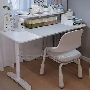 Office Tables:120cm Multi-Tiered White Wood Standing Desk