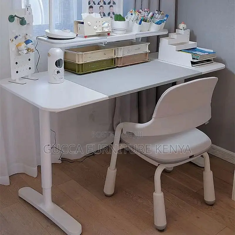 Office Tables:120cm Multi-Tiered White Wood Standing Desk