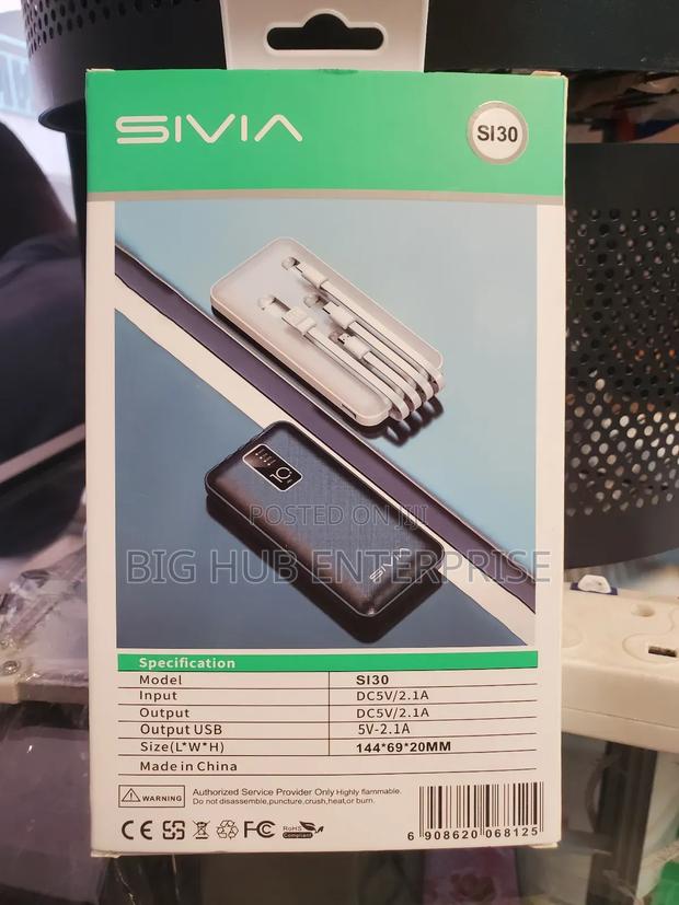 Sivia 20000mah Portable Power Bank With 3cables - thumbnail 2
