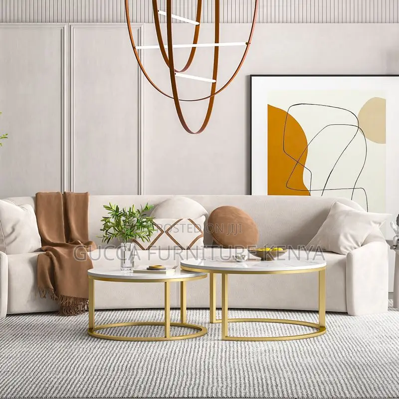 Coffee Tables:Stackable Round Coffee Table With Steel Frame"