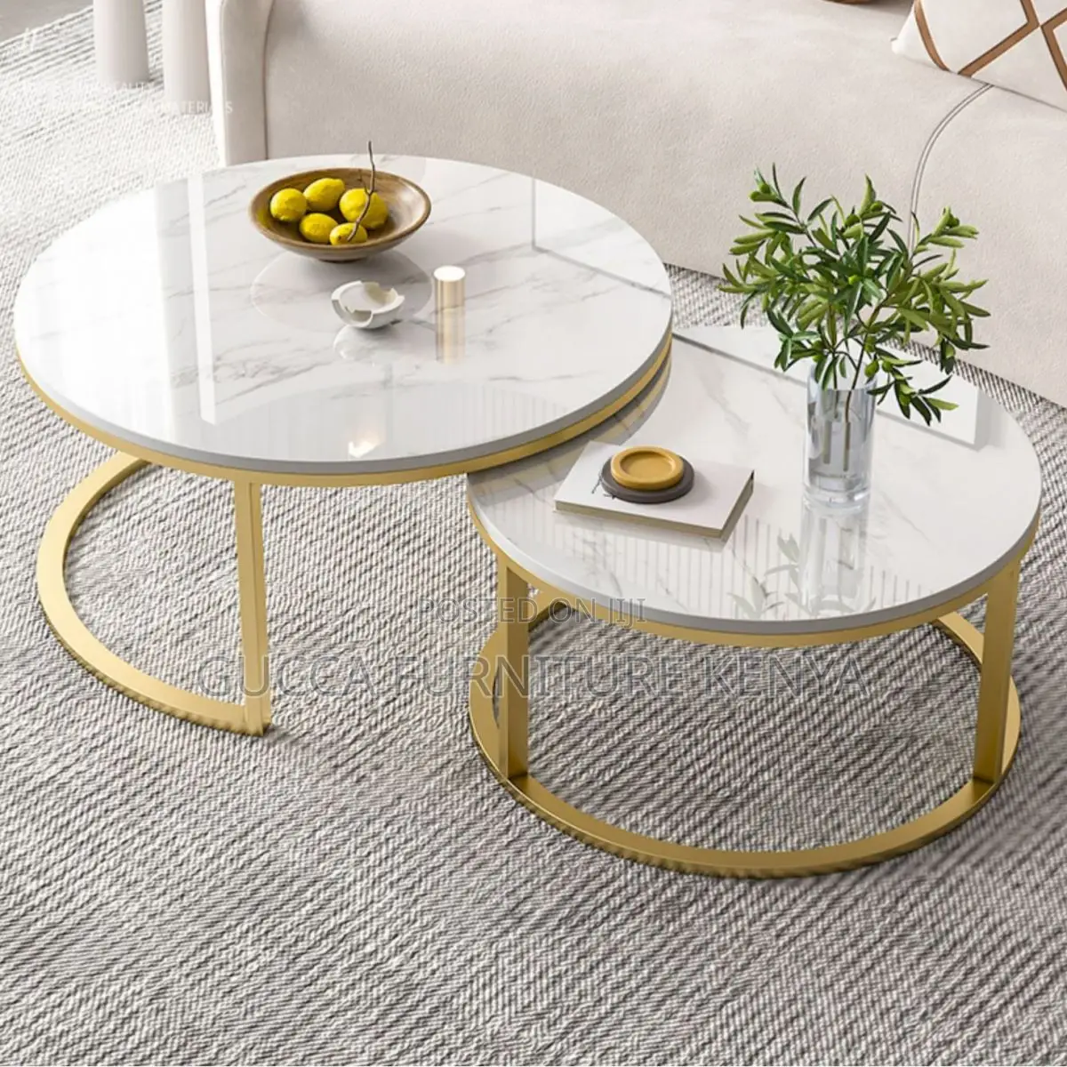 Coffee Tables:Stackable Round Coffee Table With Steel Frame"