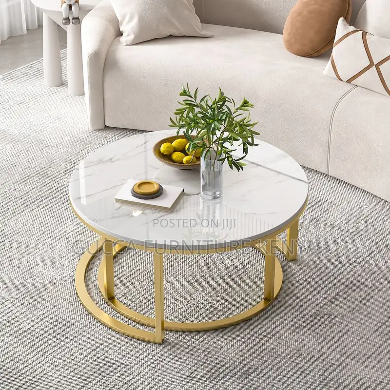 Coffee Tables:Stackable Round Coffee Table With Steel Frame"