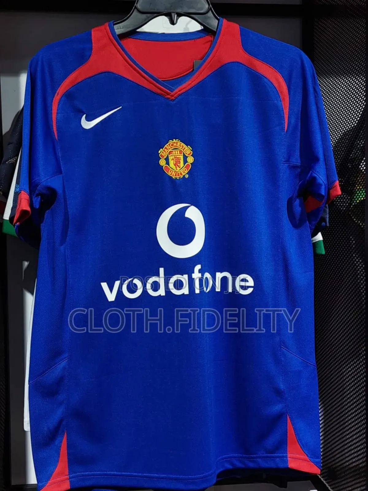 Retro Vodafone Blue Manchester United Jersey