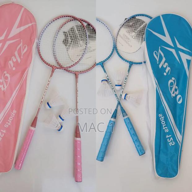 Badminton Rackets in Blue and Pink