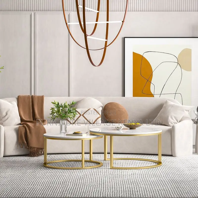 Coffee Table:Compact Round Coffee Table With Steel Structure