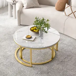 Coffee Table:Compact Round Coffee Table With Steel Structure