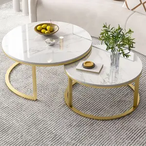 Coffee Table:Compact Round Coffee Table With Steel Structure
