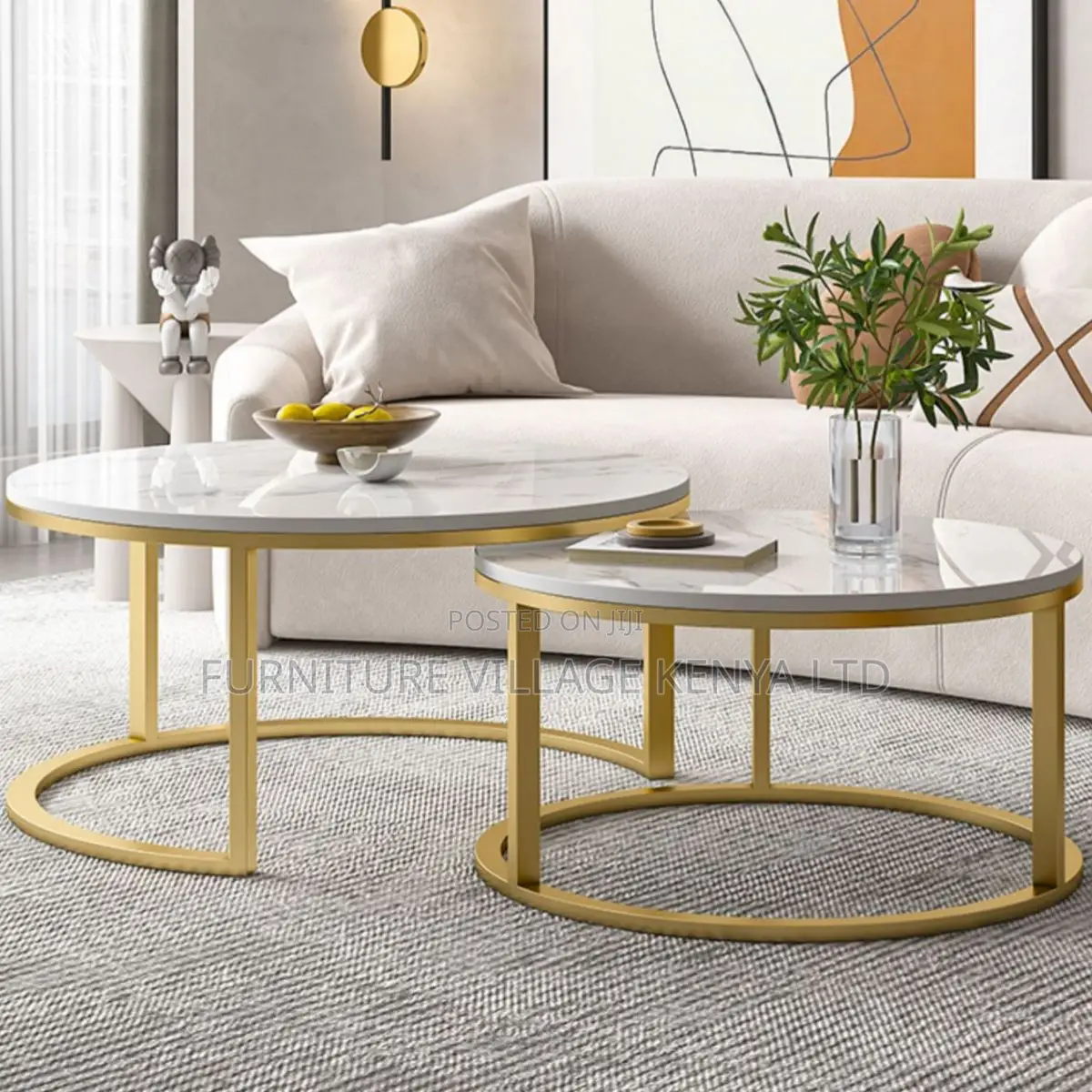 Coffee Table:Compact Round Coffee Table With Steel Structure